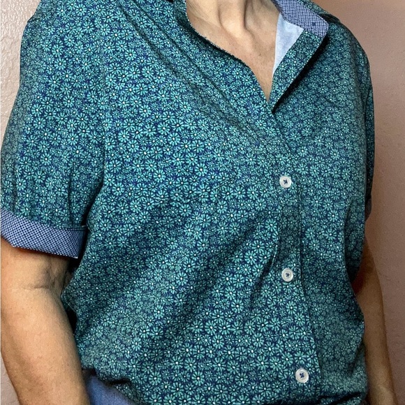 Women's Nick Graham Blue Patterned Button Down Shirt - Picture 3 of 6